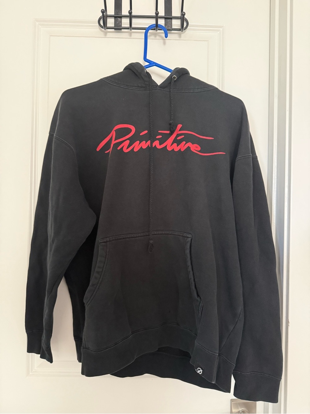 Primitive Black Hoodie with Red Script Logo